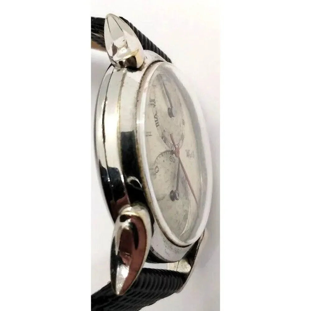 Rare Vintage Felca Regulator Men's Watch Swiss Silver Tone Retro Wristwatch